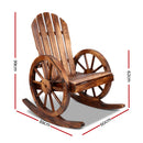 Gardeon Wagon Wheels Rocking Chair - Brown-2