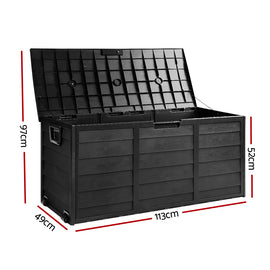 Gardeon Outdoor Storage Box 290L Lockable Organiser Garden Deck Shed All Black - 0
