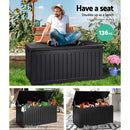 Gardeon Outdoor Storage Box 270L Container Lockable Garden Bench Tool Shed Black-5