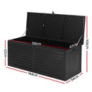 Gardeon Outdoor Storage Box 390L Container Lockable Garden Bench Shed Tools Toy All Black-2