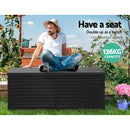 Gardeon Outdoor Storage Box 390L Container Lockable Garden Bench Shed Tools Toy All Black-5