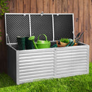 Gardeon Outdoor Storage Box 390L Container Lockable Garden Bench Tools Toy Shed Black-8