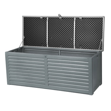 Gardeon Outdoor Storage Box 390L Container Lockable Garden Bench Tools Toy Shed Black - 0