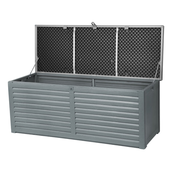 Gardeon Outdoor Storage Box 390L Container Lockable Garden Bench Tools Toy Shed Black