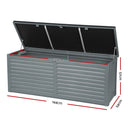 Gardeon Outdoor Storage Box 390L Container Lockable Garden Bench Tools Toy Shed Black-3
