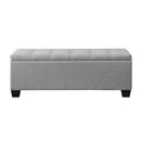 Artiss Storage Ottoman Blanket Box 97cm Button Linen Grey-6