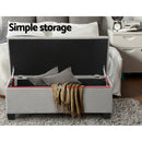 Artiss Storage Ottoman Blanket Box 97cm Button Linen Grey-12