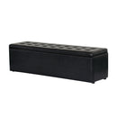 Artiss Storage Ottoman Blanket Box 140cm Leather Black-1