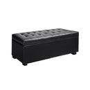 Artiss Storage Ottoman Blanket Box 97cm Leather Black-8