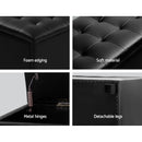 Artiss Storage Ottoman Blanket Box 97cm Leather Black-5