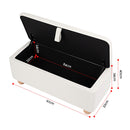 Artiss Storage Ottoman Hidden Bench Velvet Blanket Box Beige 97cm-3