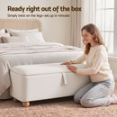 Artiss Storage Ottoman Hidden Bench Velvet Blanket Box Beige 97cm-5