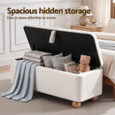 Artiss Storage Ottoman Hidden Bench Velvet Blanket Box Beige 97cm-6