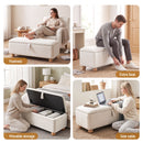 Artiss Storage Ottoman Hidden Bench Velvet Blanket Box Beige 97cm-8