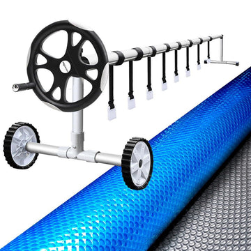 Aquabuddy Pool Cover 500 Micron 10.5x4.2m Silver Swimming Pool Solar Blanket 5.5m Roller