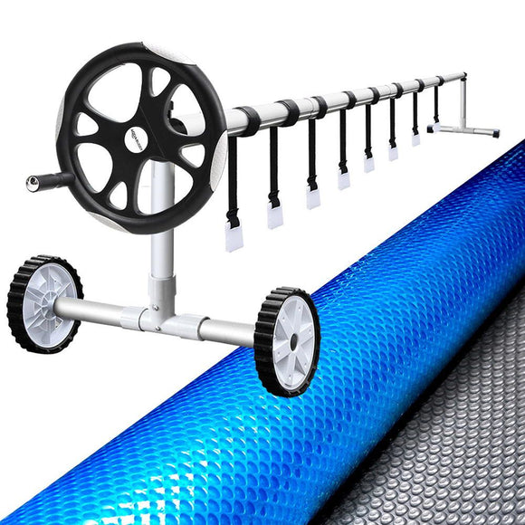 Aquabuddy Pool Cover 500 Micron 11x4.8m Silver Swimming Pool Solar Blanket 5.5m Roller