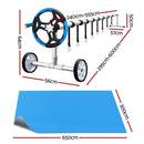 Aquabuddy Pool Cover 6.5x3m 400 Micron Silver Swimming Pool Solar Blanket 5.5m Blue Roller-2