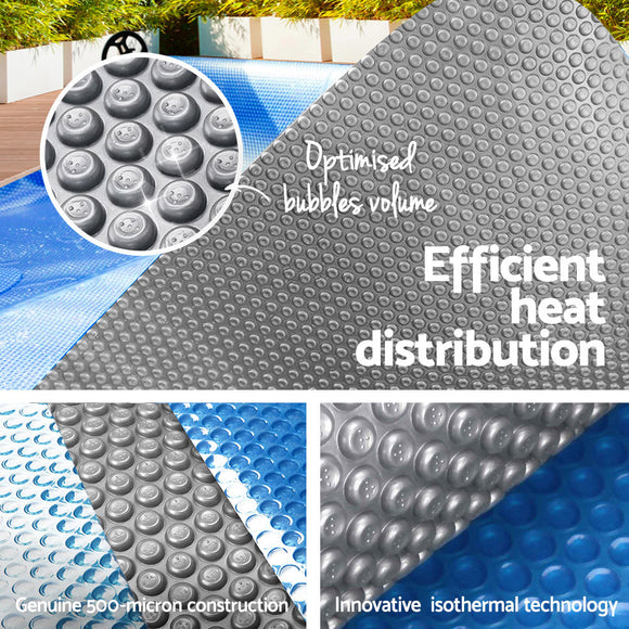 Aqua Buddy Pool Cover 500 Micron 7x4m Swimming Pool Solar Blanket Blue Silver