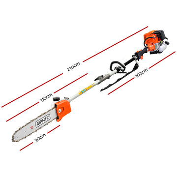 Giantz Pole 4 Stroke Chainsaw Petrol Tree Pruner Long Reach Saw 12 Inch Bar - 0