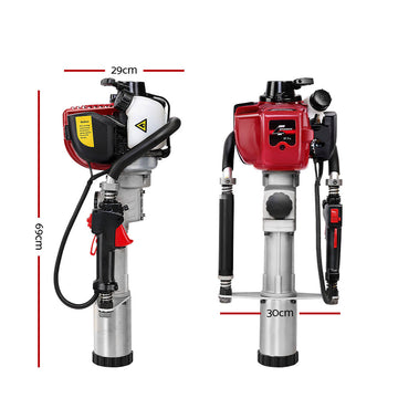 Giantz Petrol Post Driver 38CC 4-Stroke Rammer Pile Star Picket Fence Hole Drive Red - 0