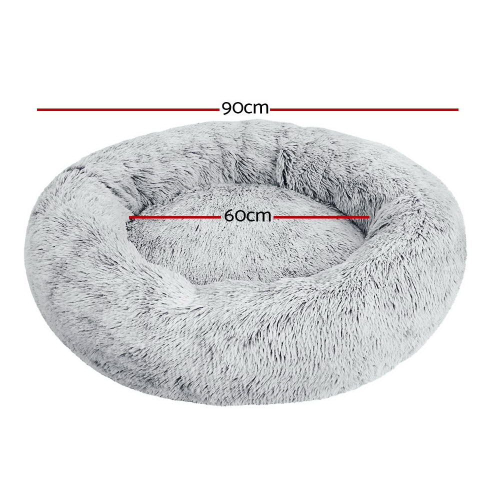 i.Pet Pet Bed Dog Cat 90cm Large Calming Soft Plush Light Charcoal - 0