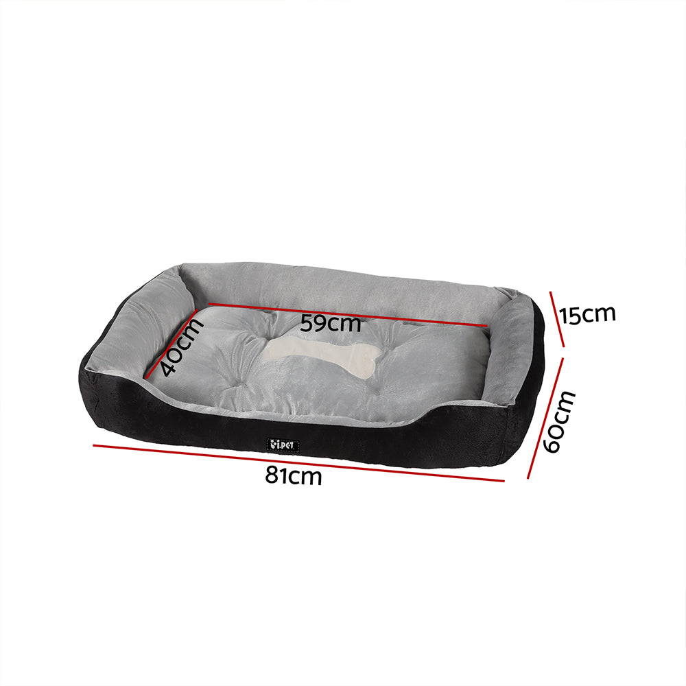 i.Pet Pet Bed Dog Cat Calming Soft Sleeping Comfy Plush Mat Cave Washable Black - 0