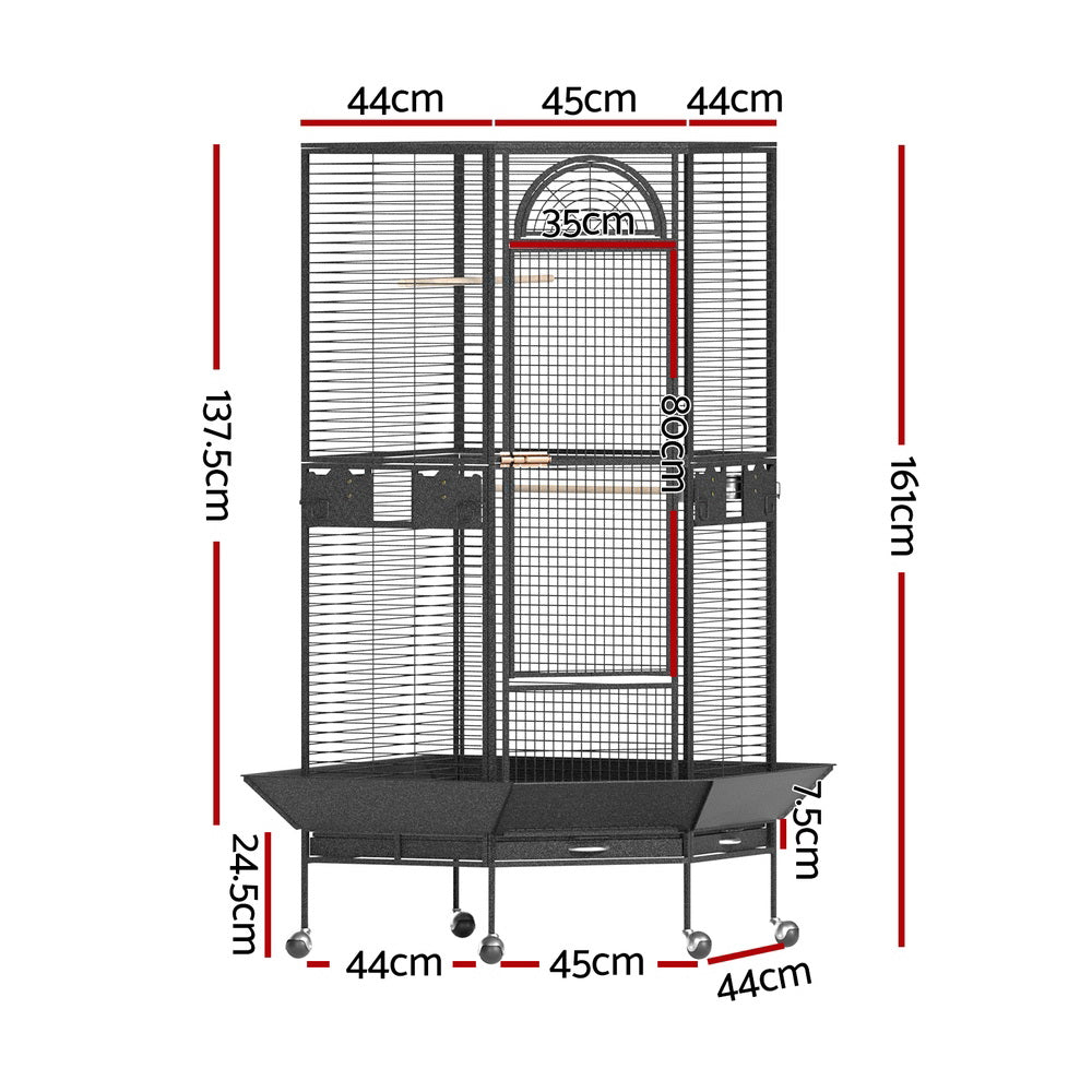 i.Pet Bird Cage Large Jumbo Aviary Budgie Perch Cage Parrot Stand Wheels Corner - 0