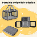 i.Pet Pet Carrier Bag Foldable Dog Cat Durable Crate Travel Cage Portable Car Kennel Grey-5