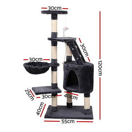 i.Pet Cat Tree 120cm Tower Scratching Post Scratcher Wood Condo House Bed Toys - 0