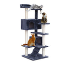 i.Pet Cat Tree 134cm Tower Scratching Post Scratcher Wood Condo House Bed Grey-1