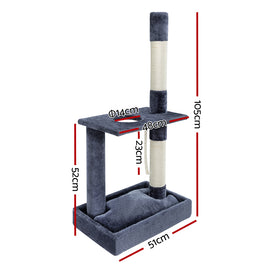 i.Pet Cat Tree 102cm Scratching Post Tower Scratcher Condo House Board Grey - 0