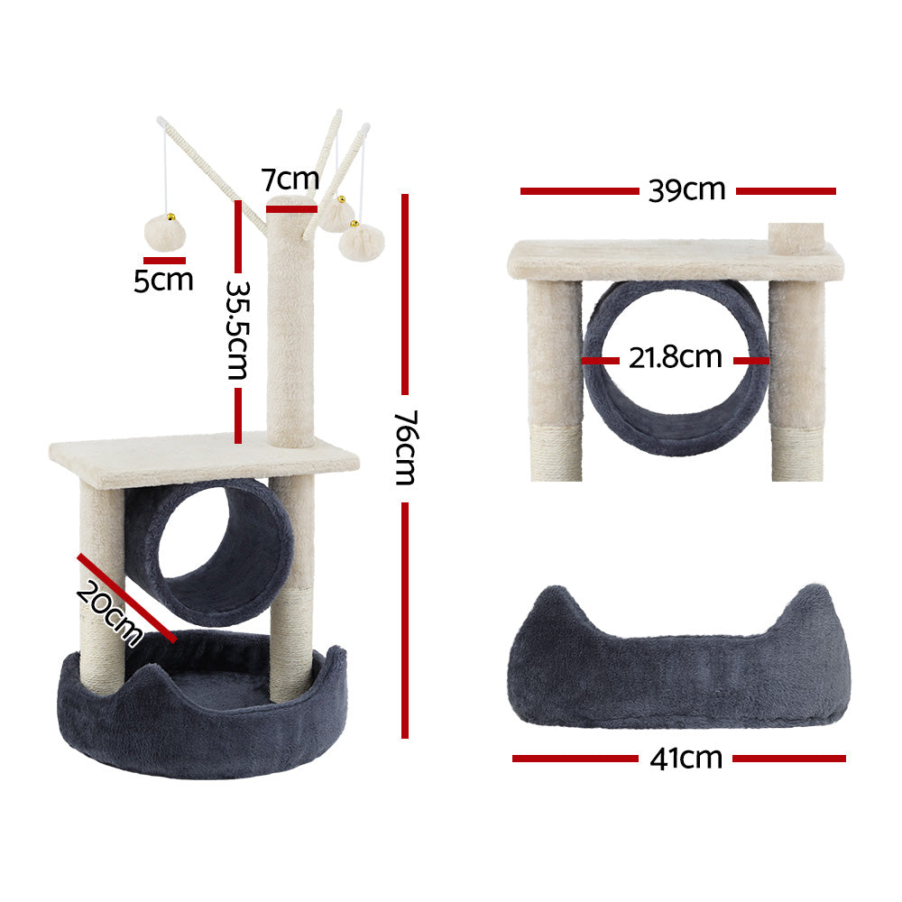 i.Pet Cat Tree 76cm Scratching Post Tower Scratcher Condo House Hanging toys - 0