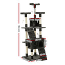 i.Pet Cat Tree 180cm Tower Scratching Post Scratcher Wood Condo House Toys Grey-2