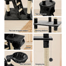 i.Pet Cat Tree 260cm Tower Scratching Post Scratcher Condo House Trees Grey-6