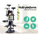 i.Pet Cat Tree 203cm Tower Scratching Post Scratcher Condo Trees House Bed Grey-3