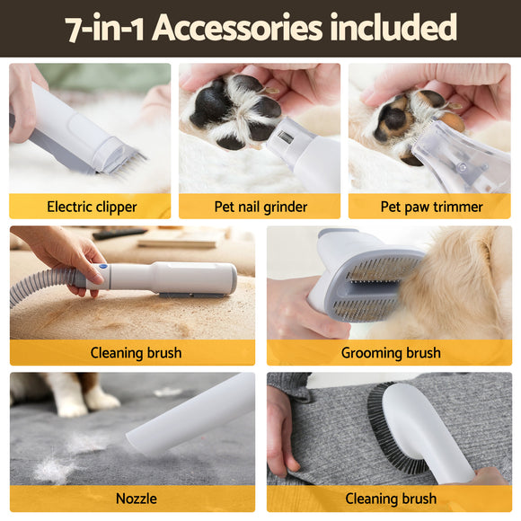 i.Pet Pet Grooming Kit Vacuum Dog Cat Hair Dryer Remover Clipper Brushes Cleaning