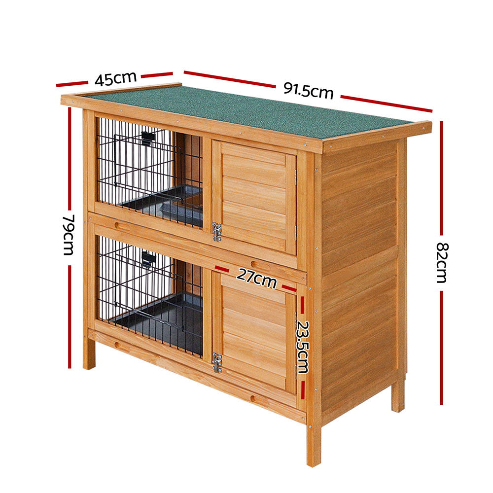 i.Pet Rabbit Hutch 91.5cm x 45cm x 82cm Chicken Coop Large Wooden House Run Cage Pet Bunny - 0