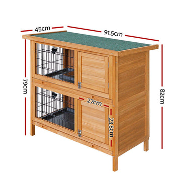 i.Pet Rabbit Hutch Chicken Coop 91.5cm x 45cm x 82cm Chicken Coop Large Wooden House Run Cage - 0