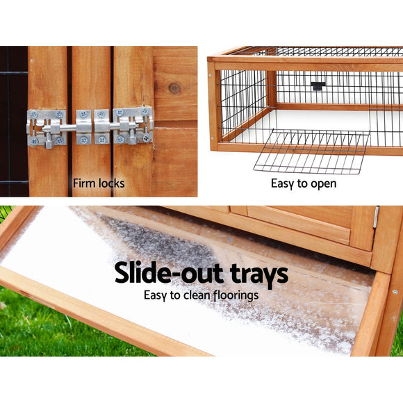i.Pet Chicken Coop Rabbit Hutch 155cm x 49cm x 90cm Large Chicken Coop Wooden Run Cage House Outdoor