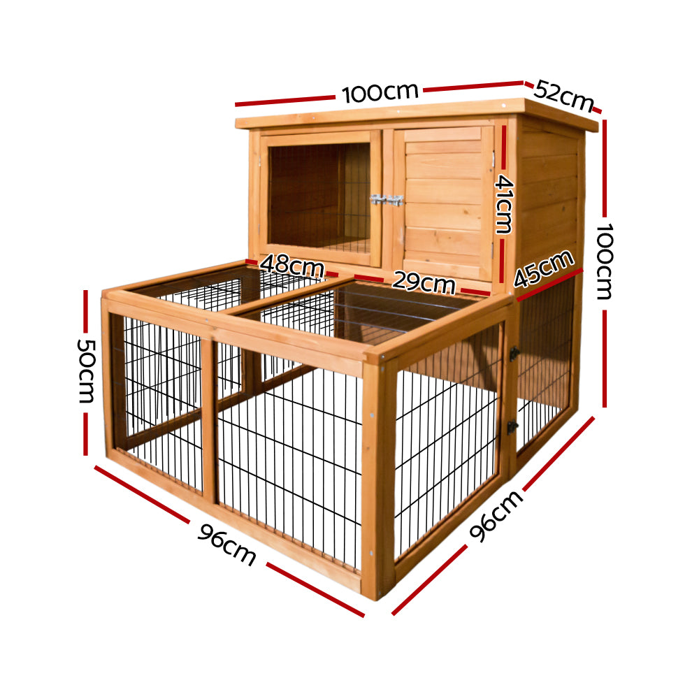 i.Pet Chicken Coop 96cm x 96cm x 100cm Rabbit Hutch Large Run Wooden Cage Outdoor House - 0