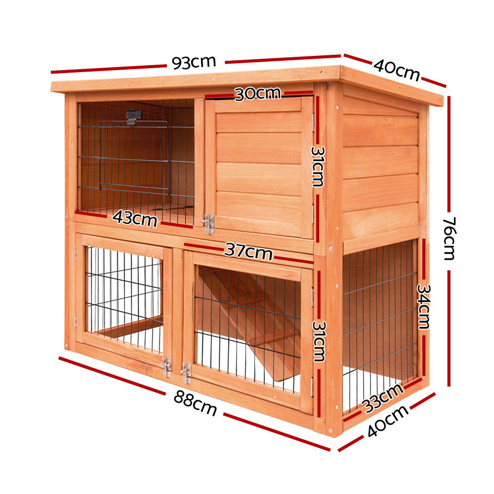 i.Pet Chicken Coop 88cm x 40cm x 76cm Rabbit Hutch Large House Run Wooden Cage Outdoor - 0