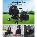 i.Pet Pet Stroller Dog Pram Cat Carrier Travel Large Pushchair Foldable 4 Wheels Black-4