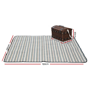 Alfresco 4 Person Picnic Basket Set Insulated Storage Blanket - 0