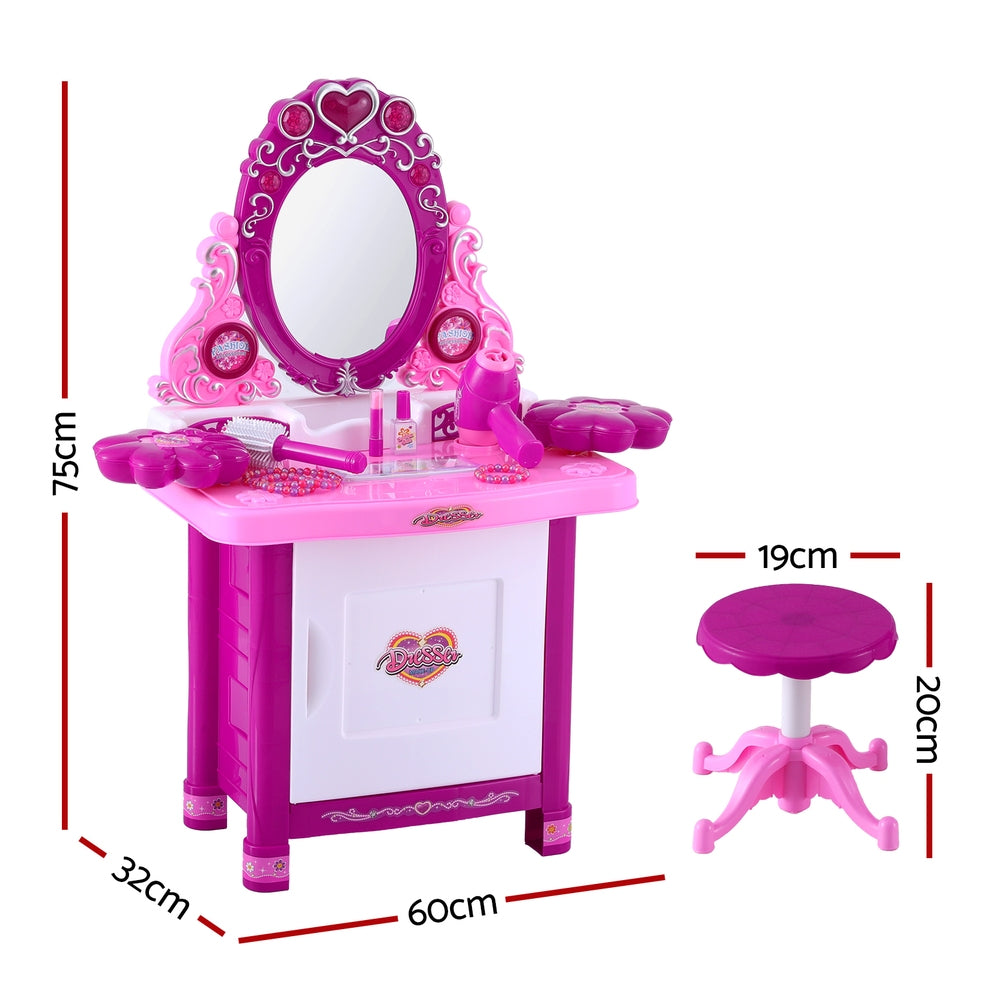 Keezi Kids Pretend Makeup Play Set Dressing Table Chair Girls Toys Children - 0