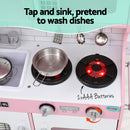 Keezi Kids Wooden Pretend Kitchen Play Set Cooking Toys Pot Ice Cup Oven Blackboard 80CM Pink-5