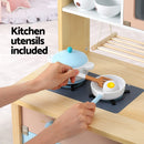 Keezi Kids Wooden Pretend Kitchen Play Sets Cooking Toys Pot Pan Bowls Oven Dishwasher 80CM Blue-4