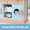 Keezi Kids Wooden Pretend Kitchen Play Sets Cooking Toys Pot Pan Bowls Oven Dishwasher 80CM Blue-6