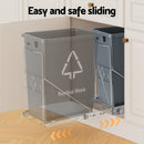 Cefito Pull Out Bin Kitchen Cabinet Slide Garbage Rubbish Bins Basket 40L Grey-4