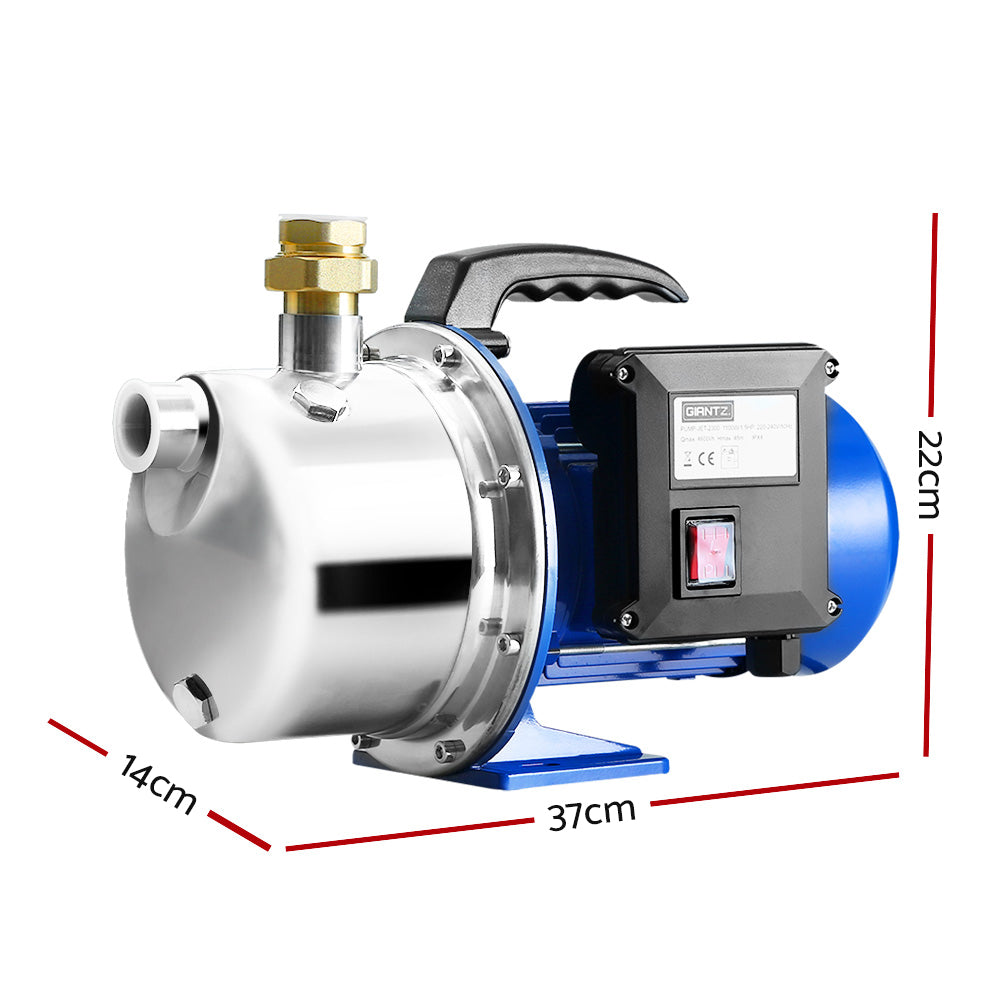 Giantz Water Pump High Pressure 1100W Stage Jet Rain Tank Pond Garden Irrigation - 0