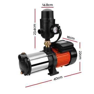 Giantz 1800W Max 5-Stage Garden Water Pump High Pressure Irrigation Booster Pump, Automatic Multi-Stage External Sprinkler Pump for Rainwater Tank Transfer, Home Farm Lawn, Black - 0